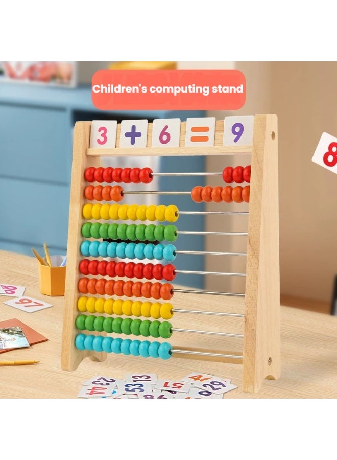 Colorful Wooden Children's Abacus with Number Cards A Fun Interactive Way to Spark Math Learning and Cognitive Growth - Image 1