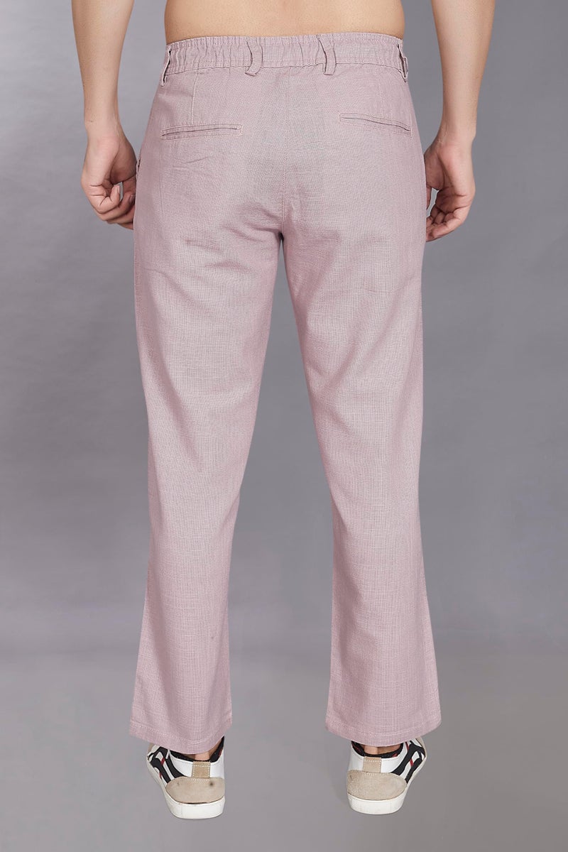 DIVISIVE Men's Relaxed Fit Cotton Linen Blend Trousers (DPT14_32_Pink) - Image 5