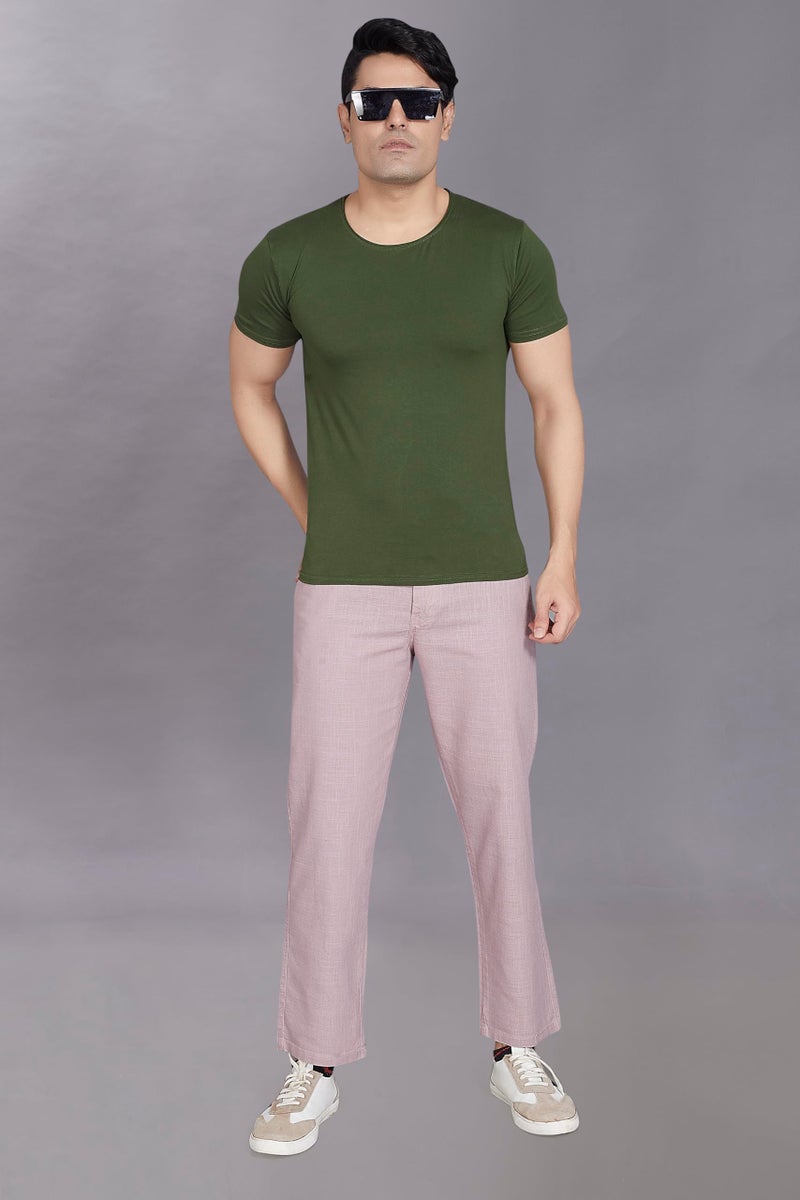 DIVISIVE Men's Relaxed Fit Cotton Linen Blend Trousers (DPT14_32_Pink) - Image 2