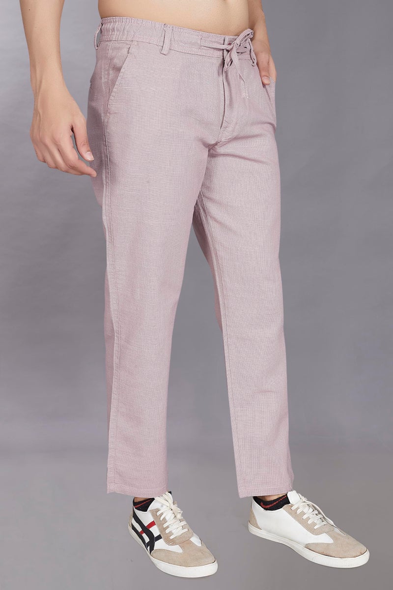 DIVISIVE Men's Relaxed Fit Cotton Linen Blend Trousers (DPT14_32_Pink) - Image 4