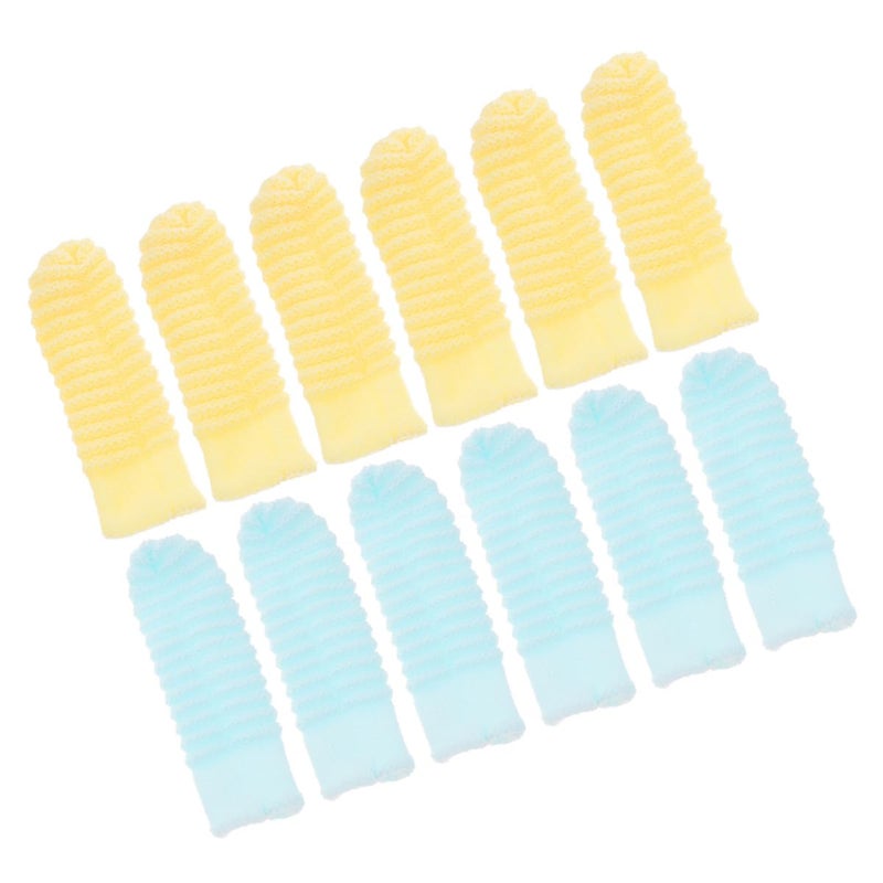 Soft Silicone Dog Finger Toothbrush 12 Pack For Oral Care Large Small Pets Yellow Sky Blue - Image 2