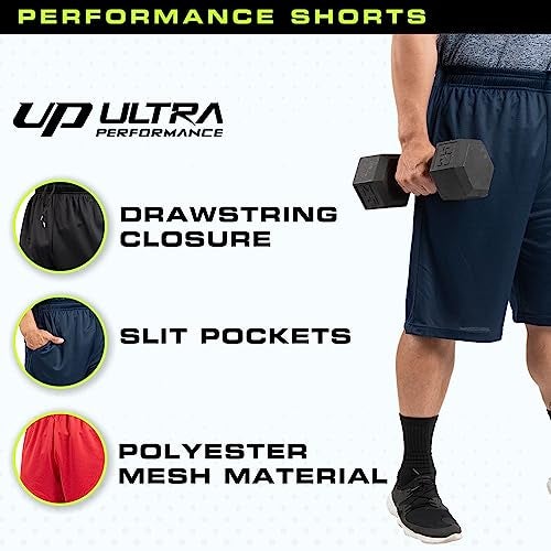 Ultra Performance 5 Pack Mens Shorts, Athletic Gym Shorts Workout Basketball Shorts for Men, Large - Image 5