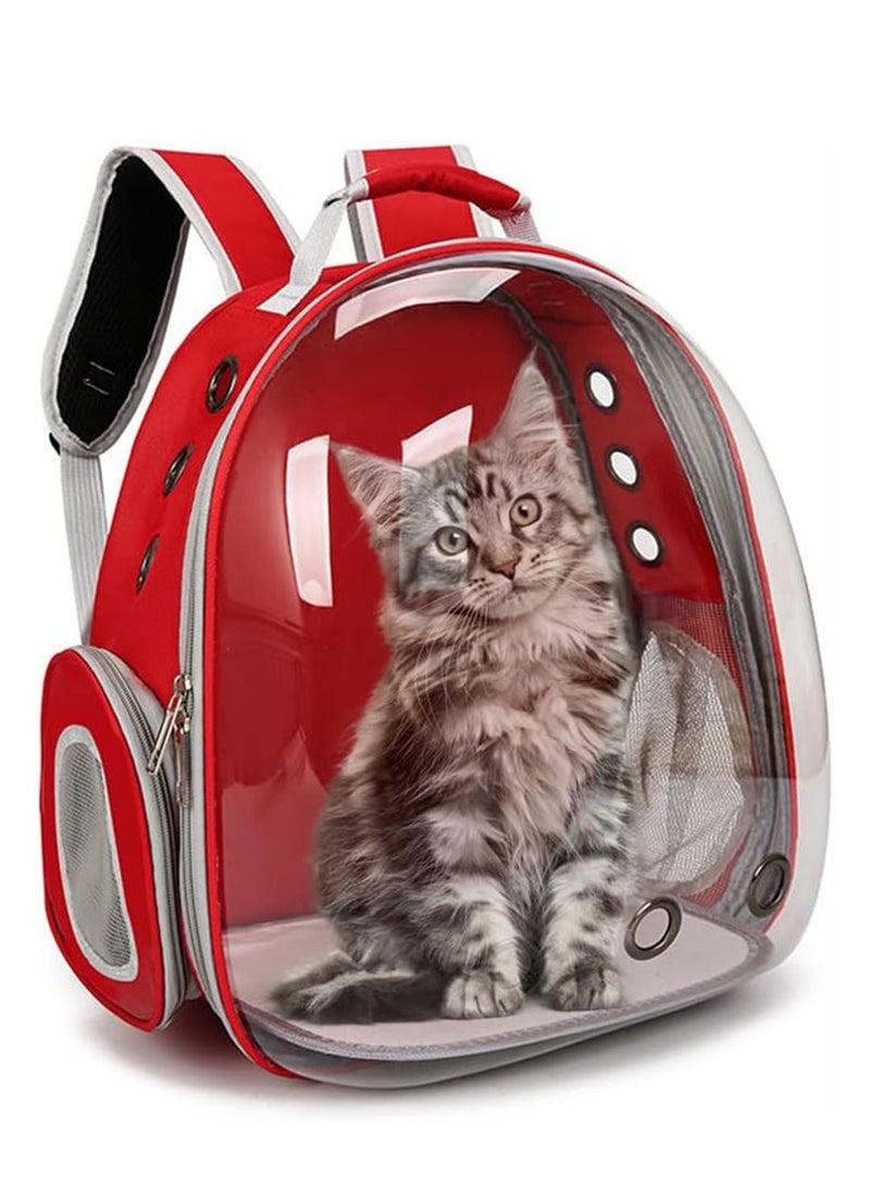 Generic Cat Carrier Bubble Bag, Transparent Pet Convenient Backpack Breathable Capsule Bag for Small Medium Dogs Cats, Airline Approved Travel Pet Carrier, for Hiking Travel Outdoor Use (Red)  - Image 1