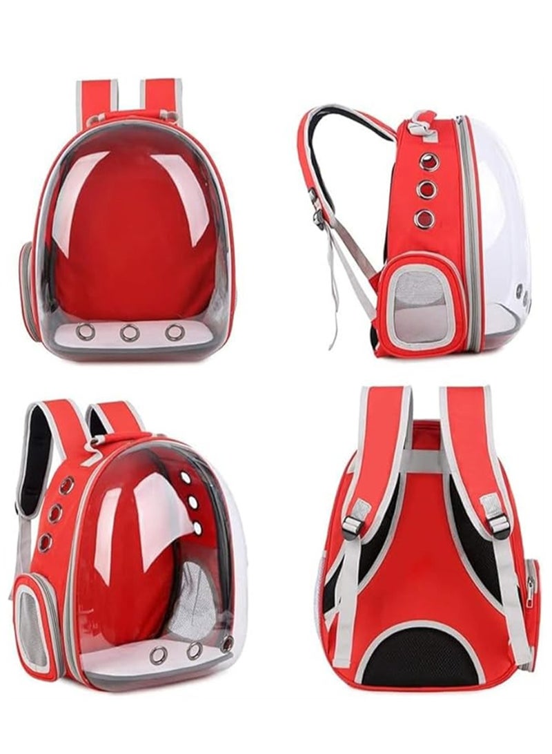 Generic Cat Carrier Bubble Bag, Transparent Pet Convenient Backpack Breathable Capsule Bag for Small Medium Dogs Cats, Airline Approved Travel Pet Carrier, for Hiking Travel Outdoor Use (Red)  - Image 2
