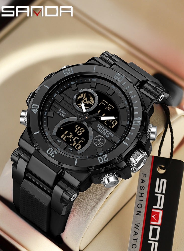 Sanda Fashion Brand Luxury 6175 New Men's Sports Multifunctional Electronic Watch LED Waterproof Dual Display Clock Men's Watch - Image 1