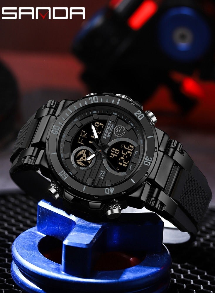 Sanda Fashion Brand Luxury 6175 New Men's Sports Multifunctional Electronic Watch LED Waterproof Dual Display Clock Men's Watch - Image 3