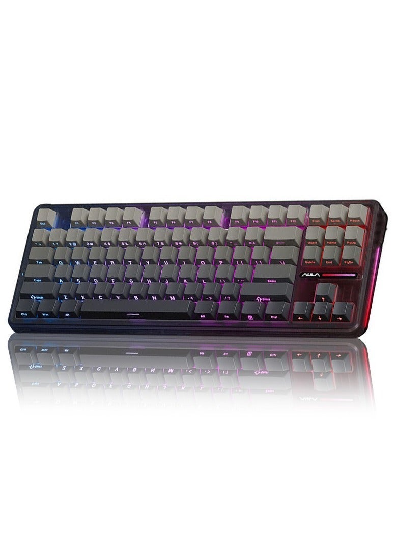 AULA F87 Pro Wireless Mechanical Keyboard 3 Modes (Bluetooth/2.4GHz/Tpye-C) Gaming Keyboard Graywood Switch - Image 1