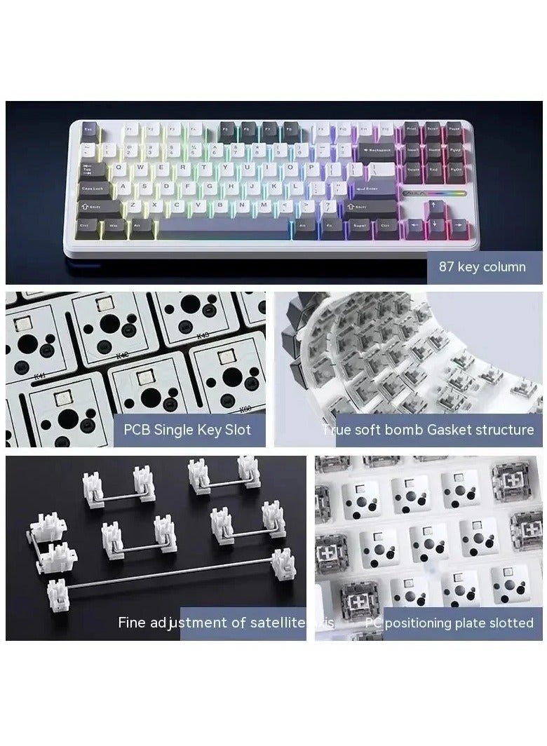 AULA F87 Pro Wireless Mechanical Keyboard 3 Modes (Bluetooth/2.4GHz/Tpye-C) Gaming Keyboard Graywood Switch - Image 4