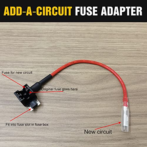 Gebildet 12V-24V Low Profile Add-a-Circuit Fuse Tap, Miniature Piggy Back Blade Fuse Holder with Wire Harness, 6 pcs Fuse (3A 5A 7.5A 10A 15A 20A) and Fuse Puller (Pack of 4) - Image 3