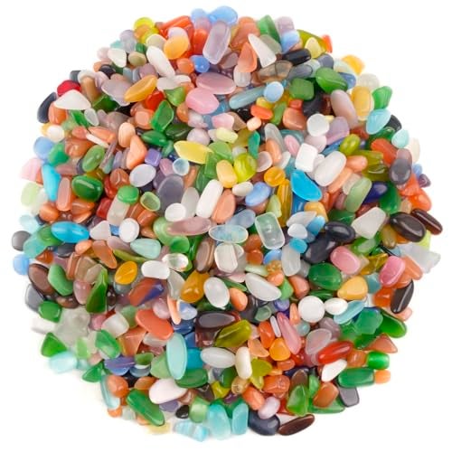 WAYBER Colorful Opal Pebbles, 1 Lb/460g Decorative Crystal Stones Rocks Sea Glass Gravel Sand for Aquarium/Turtle Tank/Succulent Plants/Flowerpot/Vase Decoration - Image 1
