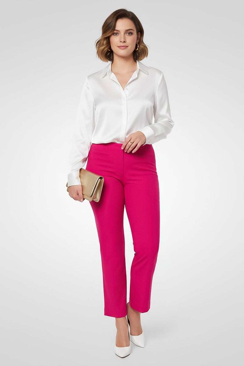 Uterque Women Regular Fit Solid Pull On Pants, Fuchsia - Image 2