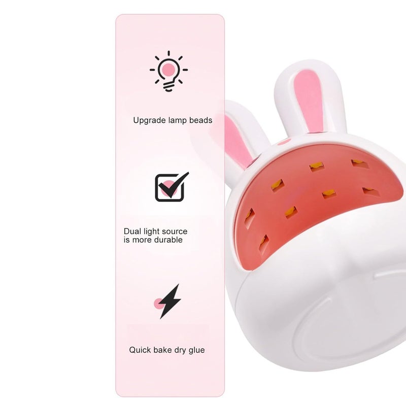 BANIRA Small LED Nail Lamp 8pcs Light Chips Bunny Shape Cartoon LED Nail Lamp for Beauty Salon White - Image 4