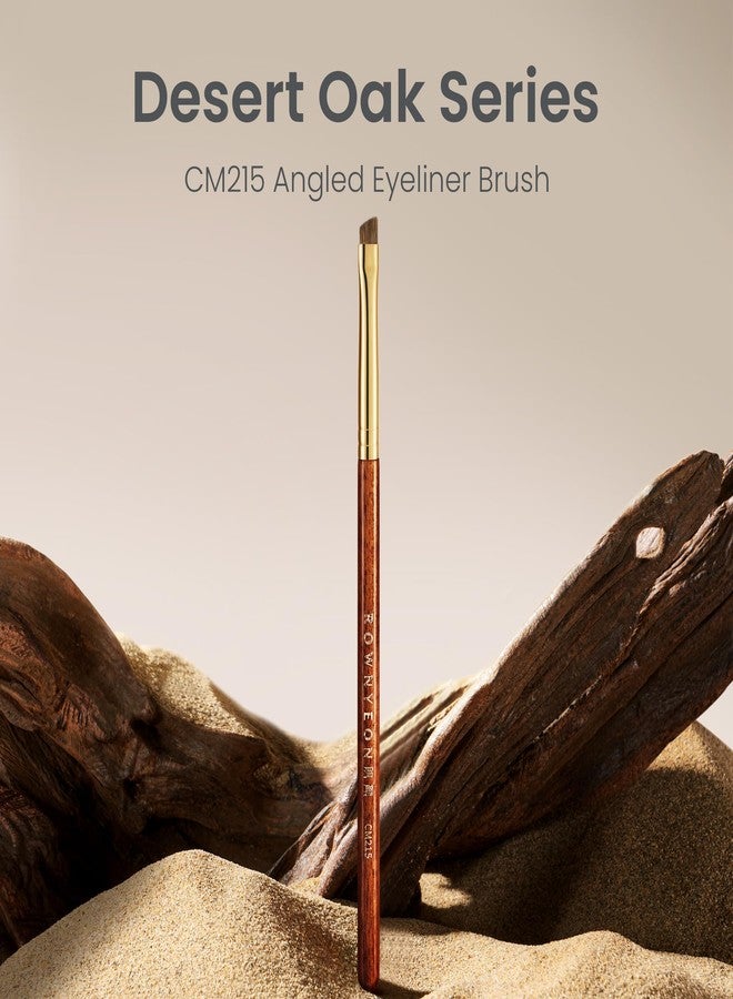 ROWNYEON Desert Oak Series Angled Eyeliner Brush - Premium Weasel Hair Eye Liner Brush for Winged Look, Bubinga Wood Handle Makeup Brushes (CM215) - Image 2