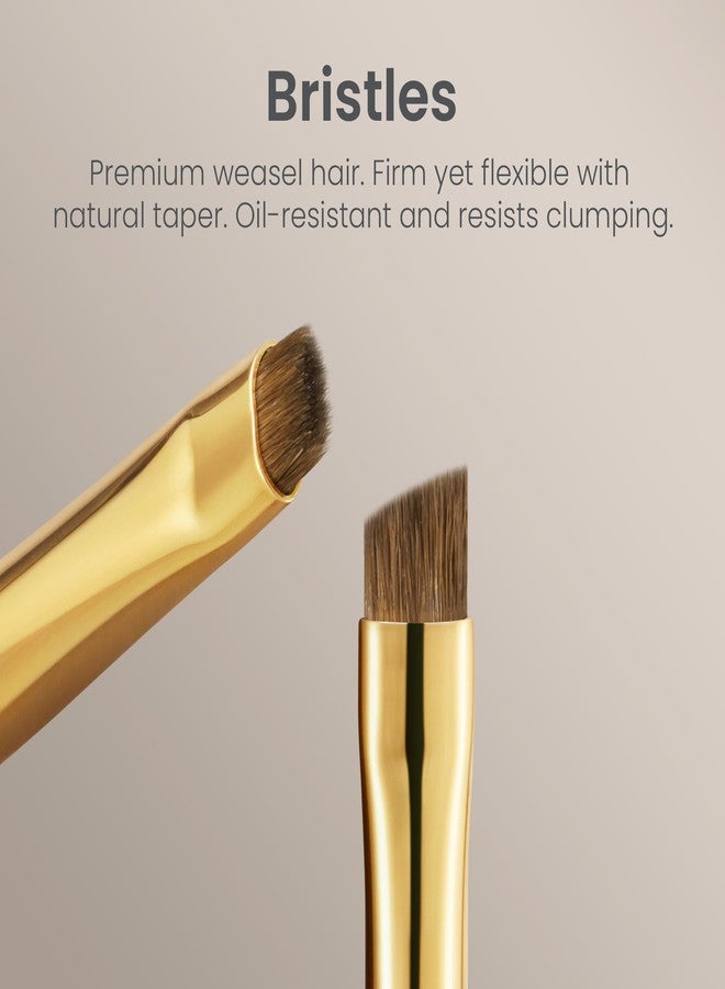 ROWNYEON Desert Oak Series Angled Eyeliner Brush - Premium Weasel Hair Eye Liner Brush for Winged Look, Bubinga Wood Handle Makeup Brushes (CM215) - Image 3