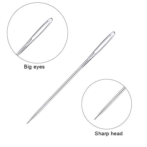 JNENERY 23 PCS Large Eye Sewing Needles, 2.36in Sewing Sharp Needles, Leather Embroidery Thread Needle, Stainless Steel Yarn Knitting Needle with a 3.3in Plastic Bottle - Image 4