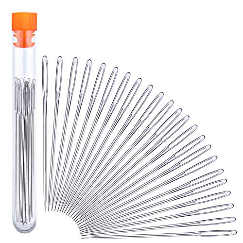 JNENERY 23 PCS Large Eye Sewing Needles, 2.36in Sewing Sharp Needles, Leather Embroidery Thread Needle, Stainless Steel Yarn Knitting Needle with a 3.3in Plastic Bottle - Image 1