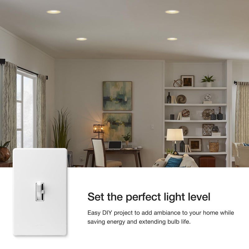 Lutron Toggler 1000-Watt 3-Way Incandescent Dimmer Switch, AY-103P-WH, White - Image 4