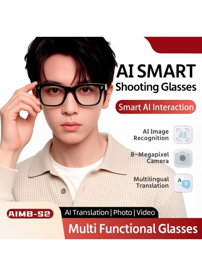 S2 Max AI Smart Glasses with HD Camera, Real-Time Translation, Bluetooth Audio, Voice Assistant & UV Protection – Multifunction Smart Wearable Glasses for Music, Calls & Video Recording - Image 2