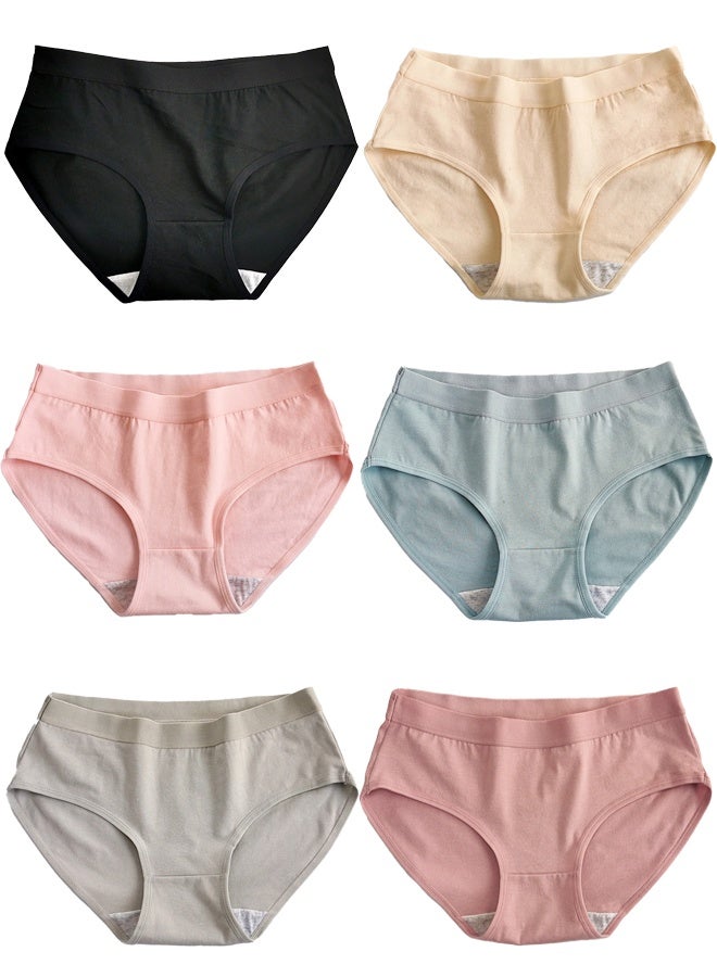 Zeemey Zeemey 6-Piece Cotton Breathable Panties Low Waist Fashionable Ladies Panties - Image 1
