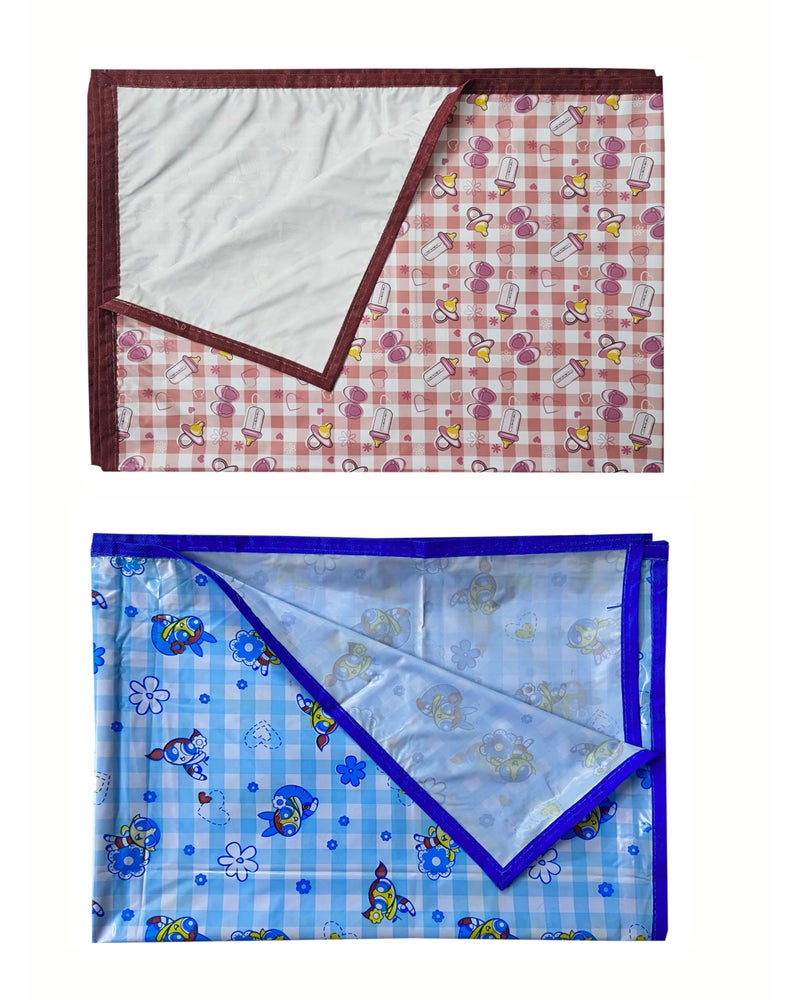 EcoSoft Plastic Sheet,PVC Sheet for Kids,Rubber Sheet for Babies,Bed Wetting Protector(90 x 135 cm) (Blue PPG & Maroon Baby Bottle) - Image 5