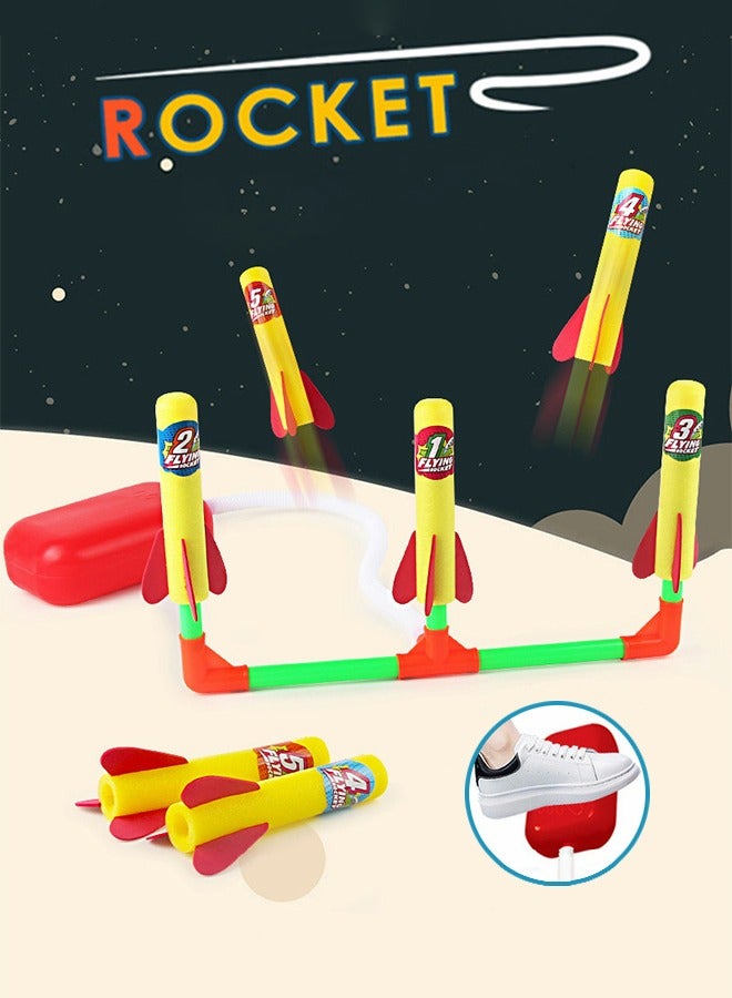 GROIC Rocket Launch Toys for Kids , 1 Launcher with 5  Rockets,Stomp Launch Pad,Top Outdoor Game, STEM Gift for Boys and Girls - Image 2