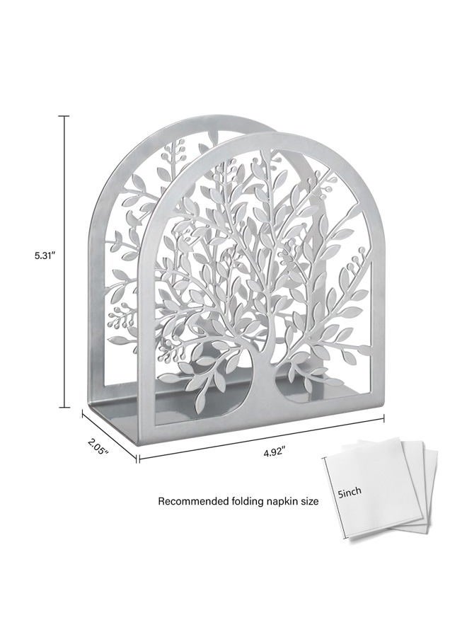 Fobule Napkin Holder for Tables, Tree of Life Design Modern Metal Napkin Holder for Home Kitchen & Picnic Party, Silver Grey - Image 4
