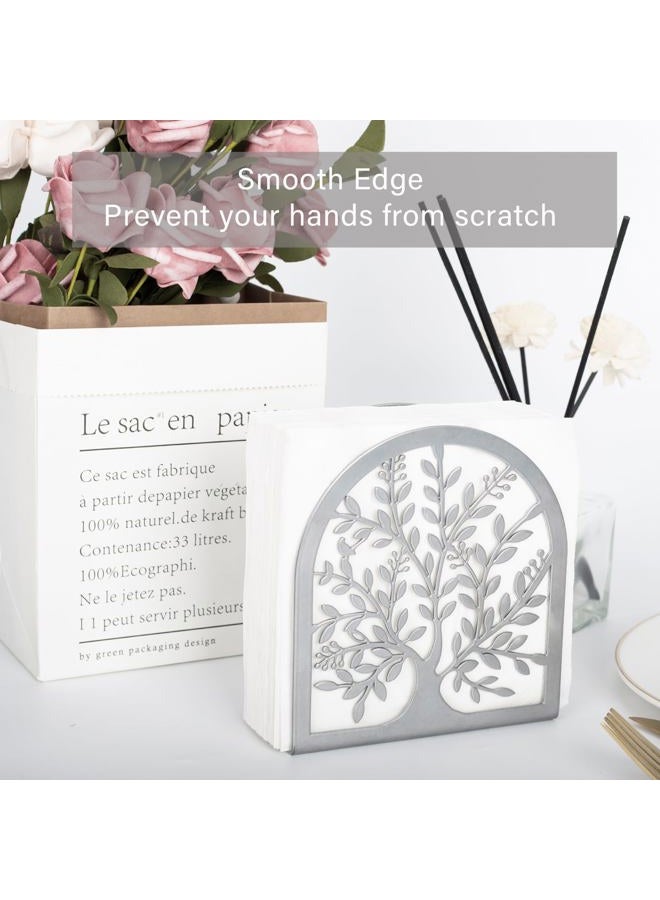 Fobule Napkin Holder for Tables, Tree of Life Design Modern Metal Napkin Holder for Home Kitchen & Picnic Party, Silver Grey - Image 3
