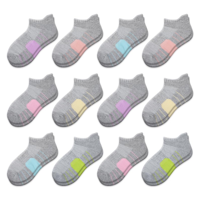 Comfoex 12 Pairs Girls Socks Ankle Athletic low cut Socks With Cushioned Sole For Little Big Kids 4-6 6-8 8-10 Years Old, 12 Pairs Grey, 7-10 years - Image 1