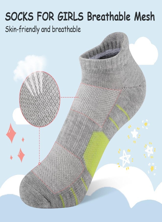 Comfoex 12 Pairs Girls Socks Ankle Athletic low cut Socks With Cushioned Sole For Little Big Kids 4-6 6-8 8-10 Years Old, 12 Pairs Grey, 7-10 years - Image 3