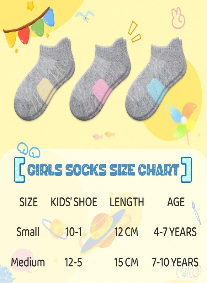Comfoex 12 Pairs Girls Socks Ankle Athletic low cut Socks With Cushioned Sole For Little Big Kids 4-6 6-8 8-10 Years Old, 12 Pairs Grey, 7-10 years - Image 2