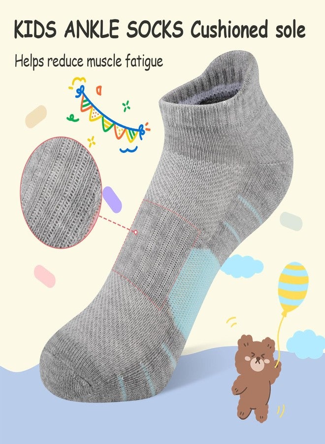 Comfoex 12 Pairs Girls Socks Ankle Athletic low cut Socks With Cushioned Sole For Little Big Kids 4-6 6-8 8-10 Years Old, 12 Pairs Grey, 7-10 years - Image 5
