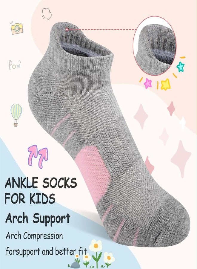 Comfoex 12 Pairs Girls Socks Ankle Athletic low cut Socks With Cushioned Sole For Little Big Kids 4-6 6-8 8-10 Years Old, 12 Pairs Grey, 7-10 years - Image 4