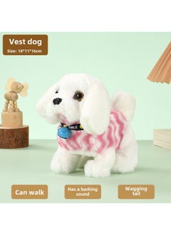 Generic Toy Dog Children Plush Electric Toy Walking Dog Electric Dog Stall Electronic Puppy Pet-Color:Vest Barking Dog [white]  - Image 1