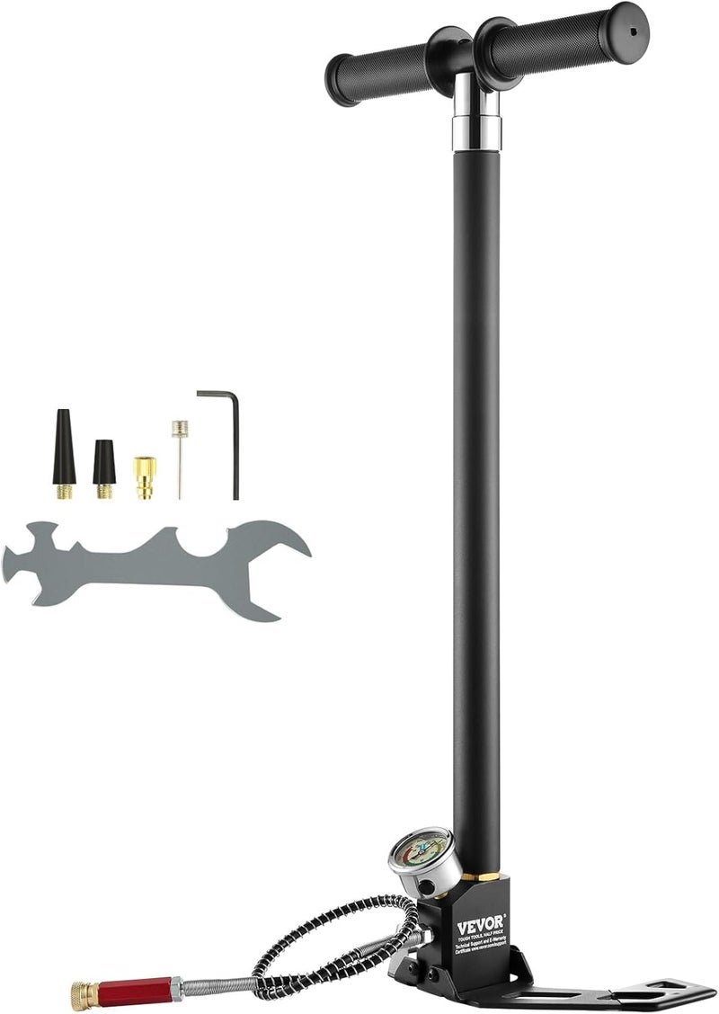 PCP Hand Pump 4 Stage 30MPa 4500PSI High Pressure PCP Air Gun Filler Pump with Oil Moisture Filter Pressure Gauge, Stainless Steel for Air Rifle, Diving Bottles, Paintball Filling Tyre - Image 1