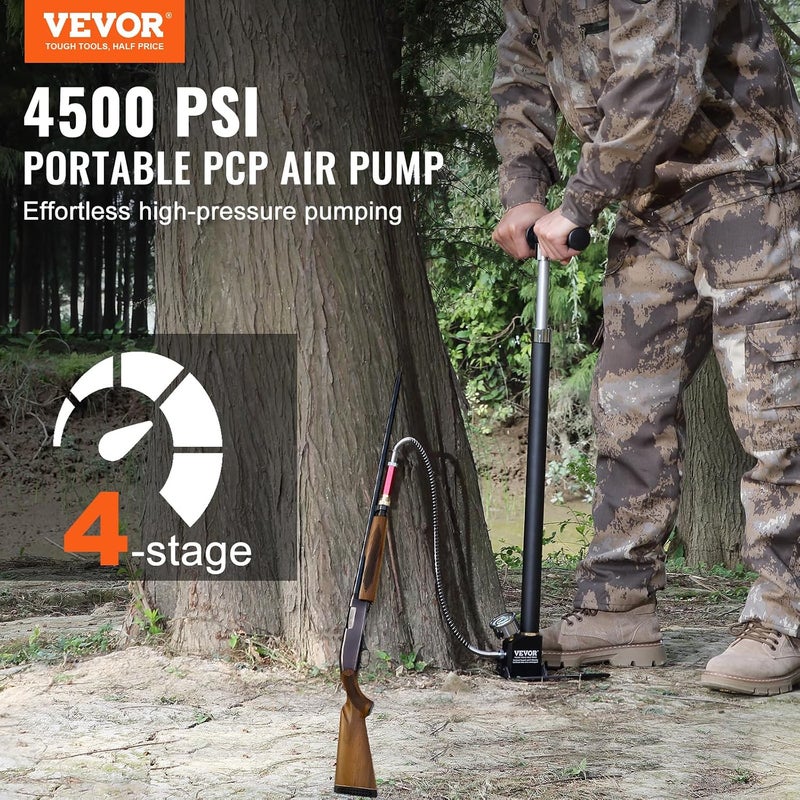 PCP Hand Pump 4 Stage 30MPa 4500PSI High Pressure PCP Air Gun Filler Pump with Oil Moisture Filter Pressure Gauge, Stainless Steel for Air Rifle, Diving Bottles, Paintball Filling Tyre - Image 2
