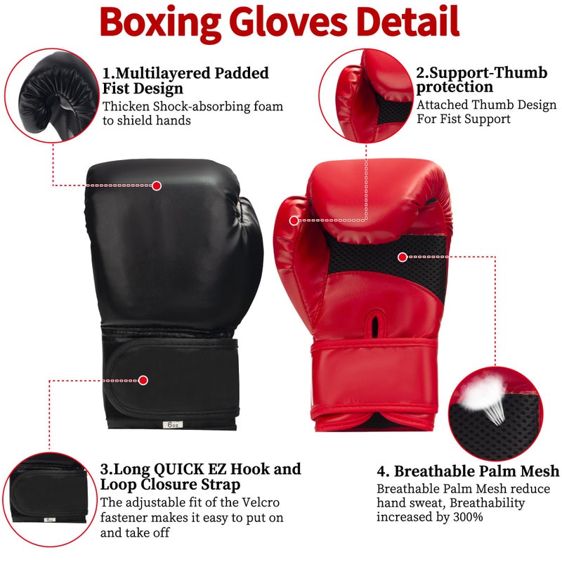 ZERUIDM 6-in-1 Boxing Headgear and Gloves Set, Training Sparring Safety Head Guard for MMA, Kickboxing, Muay Thai Trainees, Kids Teen Adults - Image 5
