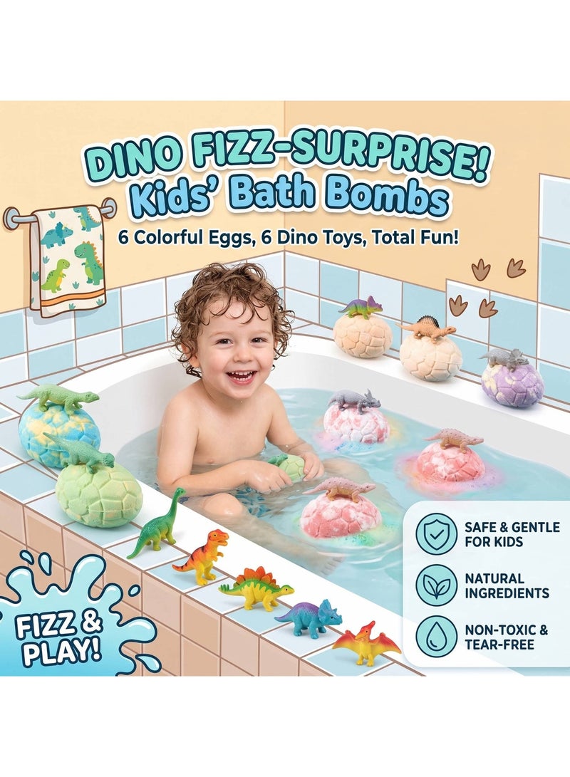 AceLuste 6-Piece Bath Bombs Gift Set for Kids with Surprise Inside, Dinosaur Egg Bath Bubbles Gift Set with Dinosaur Bath Toys Inside, Organic & Natural Handmade Exploding Bath Salt Balls, Surprise Gift for Kids Boys and Girls, Children's Day, Birthday, Kid's Party Gift Ideas, Natural Safe Material Non-Toxic - Image 2
