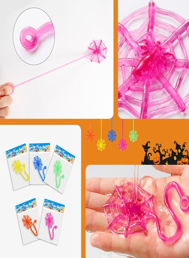 Yeetec 12 Pack Sticky Spider Web Cobweb Sticky Hands Stretchy Sensory Toys for Halloween Party Favors, Birthday Party Supplies Bag Fillers, Classroom Prizes, Random Color - Image 3