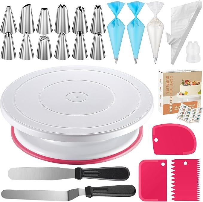 71-Piece Baking Set with Turntable, Piping Bags, Nozzles, Spatulas, and Icing Smoother