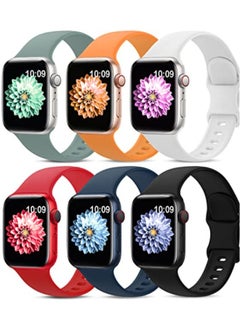6 Pack sport Silicone Bands Compatible with Apple Watch Band 49mm 45mm 44mm 42mm for Women Men,Waterproof Replacement Strap  for iwatch Series 9, Ultra 2/Ultra SE/SE 2nd Generation 8 7 6 5 4 3 2 1