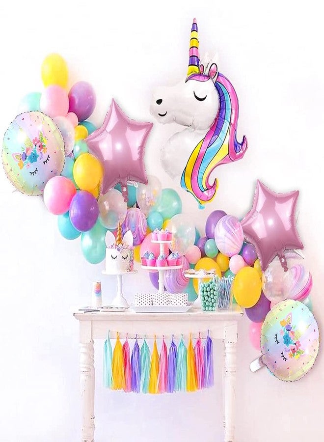 DUILE Unicorn Balloons Unicorn Birthday Party Decorations for Girls Foil Balloons Set Macaron and Rainbow Balloon Wedding Baby Shower Party Supplies (0) - Image 4