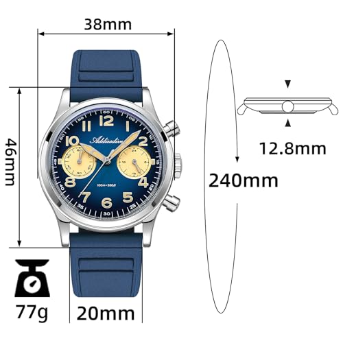 ADDIESDIVE 38 MM Chronograph Watches Quartz Sweep Second Movement 100 M Waterproof C3 Luminous Owl Dial Sport Watches for Unisex Premium Rubber Strap FKM Strap - Image 3