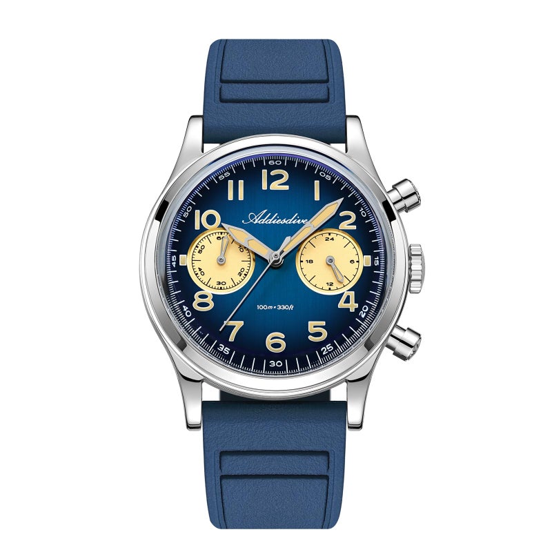 ADDIESDIVE 38 MM Chronograph Watches Quartz Sweep Second Movement 100 M Waterproof C3 Luminous Owl Dial Sport Watches for Unisex Premium Rubber Strap FKM Strap - Image 2