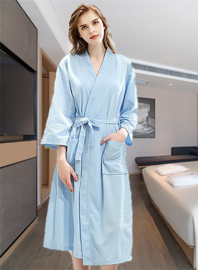 Fashion Waffle Weave Bathrobes, Couple Robes, Kimono Robes with Soft Shine Pockets Bathrobes Bathrobe Pajamas Bath Towels, Bathroom, Resort Hotel Spa, Great for After Shower or Swim