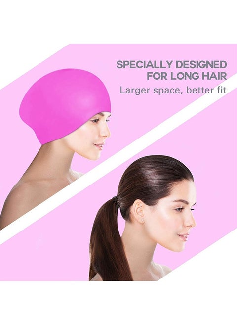 Swim Cap For Long Hair Silicone Swimming Cap For Women Men Durable And Odour Free Swim Hat 3D Ergonomic Design Anti-Slip Waterproof Elastic Adults Kids Bathing Swimming Bonnet De Bain
