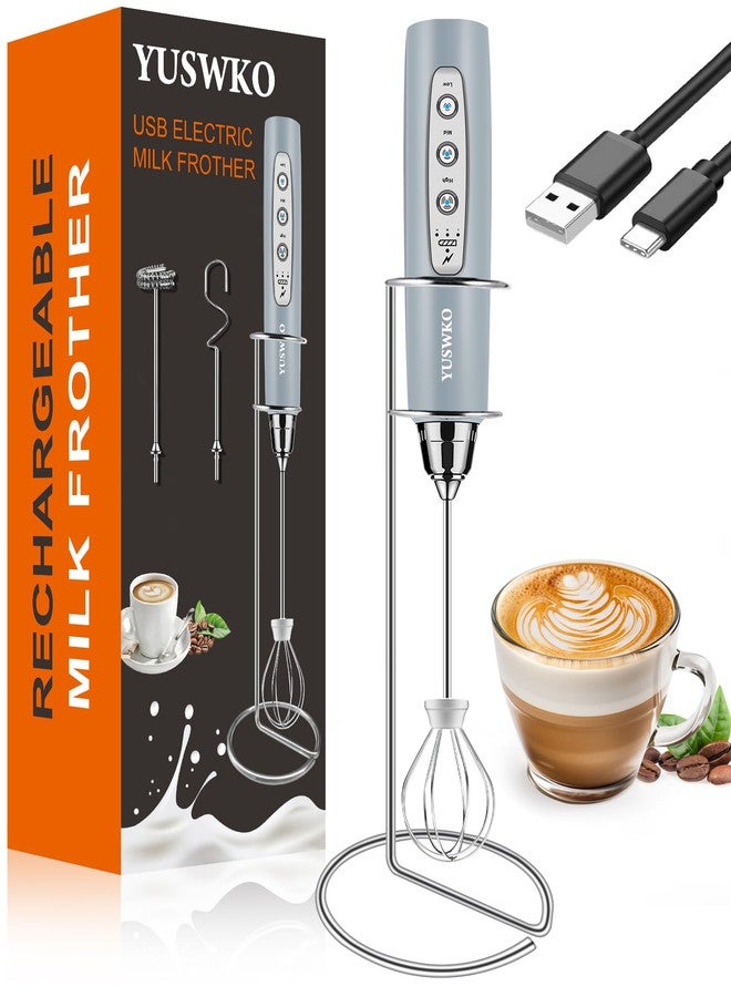YUSWKO Rechargeable Milk Frother for Coffee, Handheld Drink Mixer with 3 Heads 3 Speeds, Ideal Electric Stirrers for Travel - Image 1