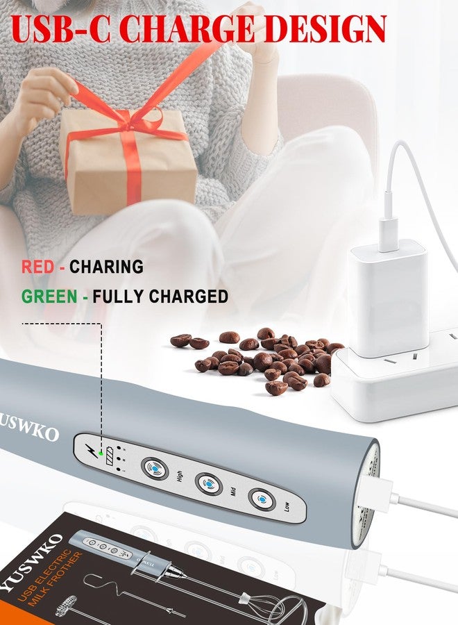 YUSWKO Rechargeable Milk Frother for Coffee, Handheld Drink Mixer with 3 Heads 3 Speeds, Ideal Electric Stirrers for Travel - Image 5