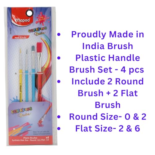 Maped 6pcs Painting Kit - 2 x 8" x 10" Acrylic Canvas Panels & 4 Mix Synthetic Plastic Handle Brushes (Round & Flat) for Kids & Adults - Image 5