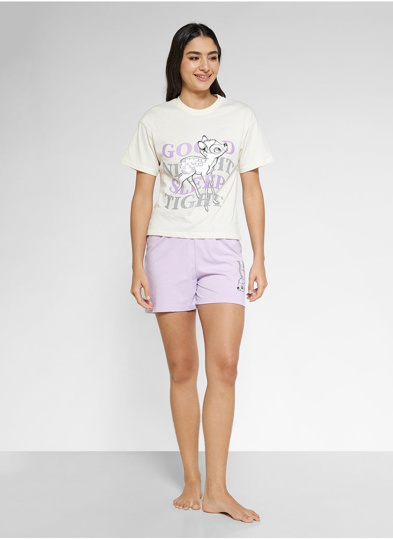Disney Bambi Graphic T-Shirt & Short Pj Set  - Image 1