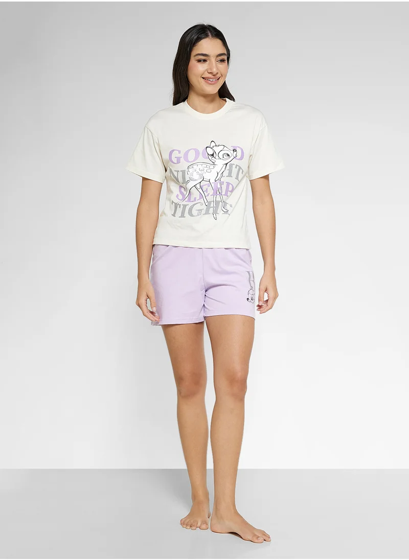 Disney Bambi Graphic T-Shirt & Short Pj Set